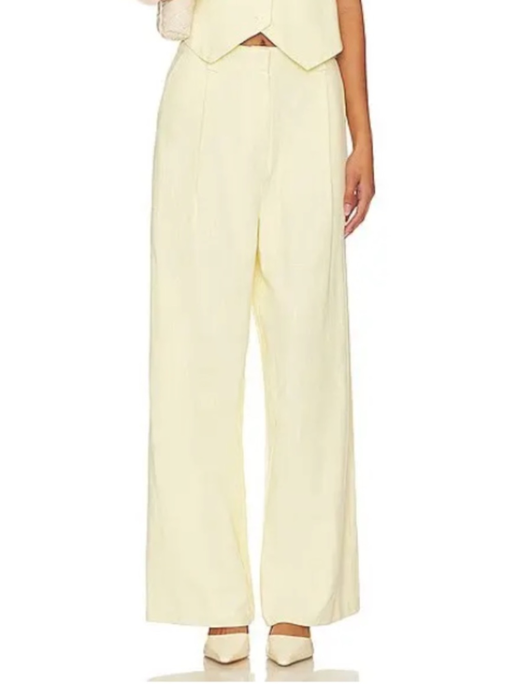 Lioness Leo Wide Leg Yellow Pants Trousers Butter Yellow Pockets